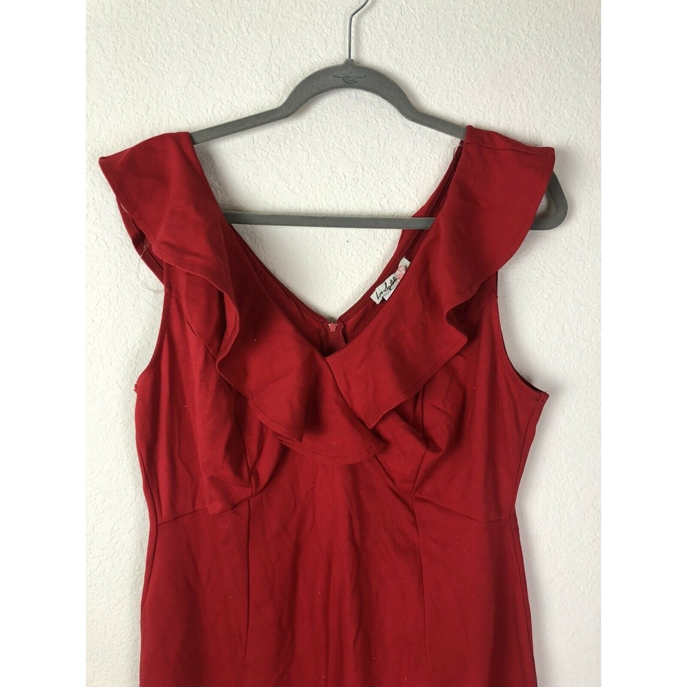 LOVE SQUARED Women's Red Sleeveless Below The Knee Sheath Party Dress Juniors 1X - Picture 3 of 7